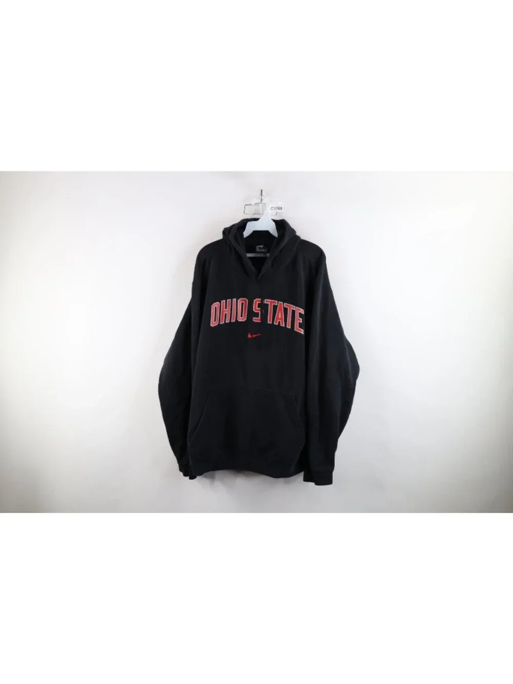 Vtg Nike Mens 2XL Travis Scott Center Swoosh Ohio State University Hoodie Black